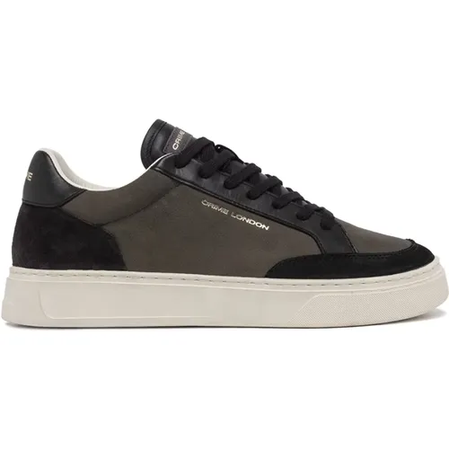 Leather Sneakers Black Details , male, Sizes: 11 UK, 8 UK, 9 UK, 7 UK, 10 UK - Crime London - Modalova