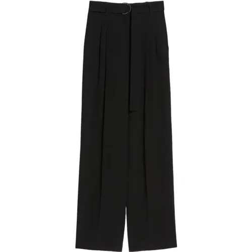 Fließende schwarze Hose mit französischen Taschen - Max Mara Studio - Modalova