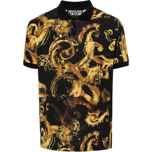 Black Baroque Polo Shirt , male, Sizes: M, 2XL, 3XL, XL, L - Versace Jeans Couture - Modalova