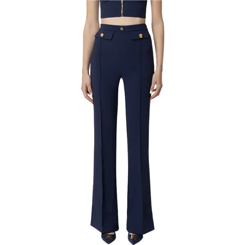 Elegant High-Waisted Trousers , female, Sizes: 2XL, XS, L, XL, M, S - Elisabetta Franchi - Modalova