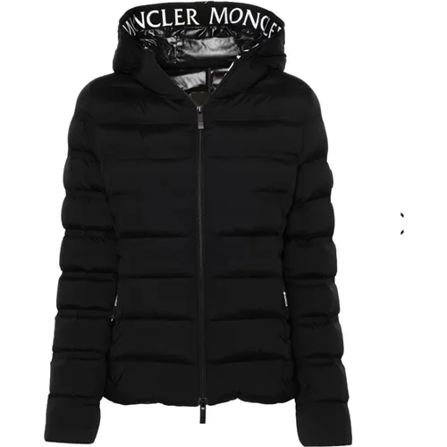 Quilted Hooded Jacket with Logo , female, Sizes: M, XS - Moncler - Modalova