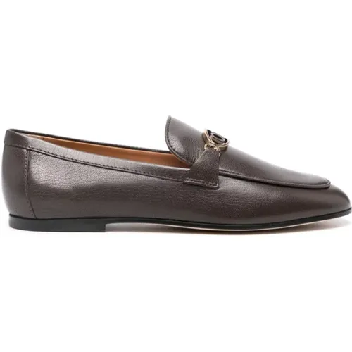 Braune Leder Flache Schuhe Mandel Zehen , Damen, Größe: 37 1/2 EU - TOD'S - Modalova