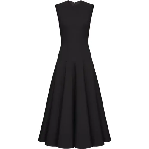 Schwarzes Wollkrepp Ärmelloses Kleid - Valentino Garavani - Modalova