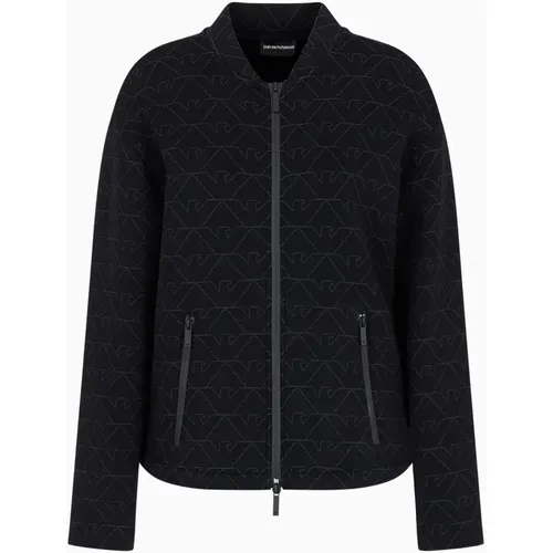 Schwarze Sweaters mit wasserdichtem Reißverschluss , Damen, Größe: XS - Emporio Armani - Modalova