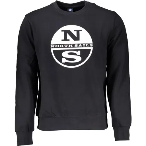 Schwarzer Baumwollpullover mit Logo-Druck , Herren, Größe: 2XL - North Sails - Modalova