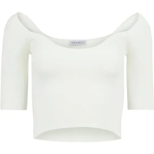 Off White Heart Neckline Cropped Top - Nina Ricci - Modalova