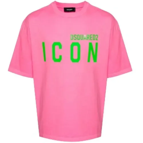 Fluorescent Logo Tee Shirt , male, Sizes: L, XL, M - Dsquared2 - Modalova