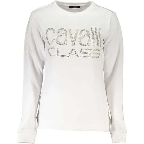 Cotton Sweatshirt with Rhinestone Logo , female, Sizes: XS, 2XL, M - Cavalli Class - Modalova