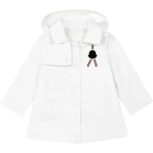 Weiße Lange Jacke mit Abnehmbarer Kapuze - Moncler - Modalova