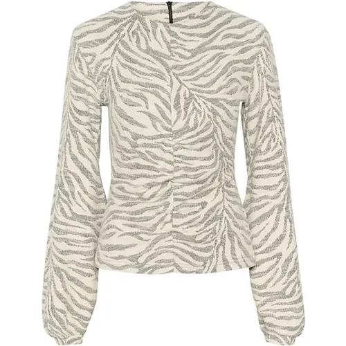 White Tiger Blouse with Puff Sleeves , female, Sizes: XS, XL - Gestuz - Modalova