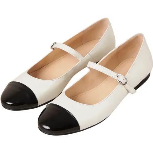 Musa Bicolor Schwarz Creme Leder Ballett Flats , Damen, Größe: 36 EU - ALOHAS - Modalova