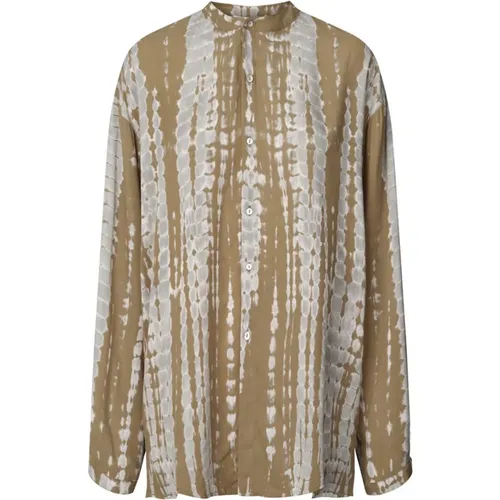 Soft Oversized Blouse with Hand-Dyed Pattern , female, Sizes: L - Rabens Saloner - Modalova