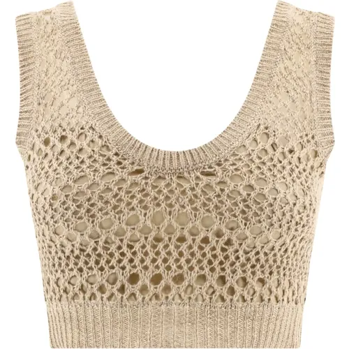 Knitted Crop Top Linen Silk , female, Sizes: M - BRUNELLO CUCINELLI - Modalova
