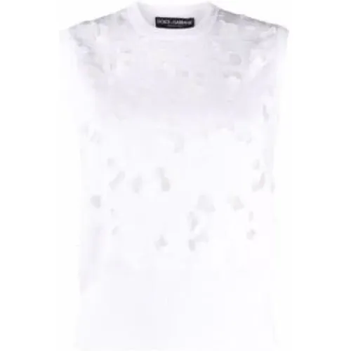 Sleeveless Top with Embroidery , female, Sizes: M - Dolce & Gabbana - Modalova