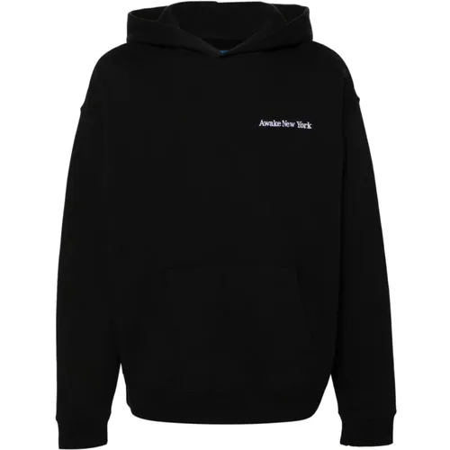 Schwarzer Bestickter Logo Hoodie Pullover , Herren, Größe: M - Awake NY - Modalova