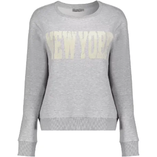 Casual New York Chestprint Sweater , Damen, Größe: L - Geisha - Modalova