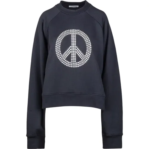 Baumwoll-Sweatshirt mit Friedenssymbol-Dekoration , Damen, Größe: M - Moschino - Modalova