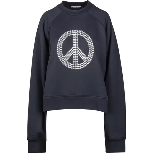 Baumwoll-Sweatshirt mit Friedenssymbol-Dekoration , Damen, Größe: S - Moschino - Modalova