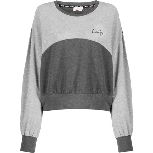 Grau Melange/Silber Viskose Sweatshirt , Damen, Größe: L - Liu Jo - Modalova