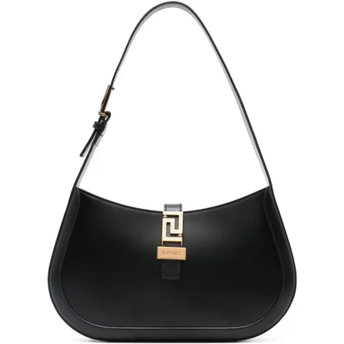 Engraved Logo Leather Bag , female, Sizes: ONE SIZE - Versace - Modalova