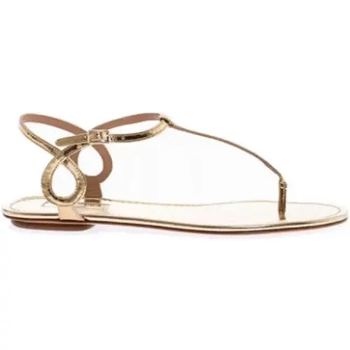 Barfuß Ledersandalen mit dünnen Riemen , Damen, Größe: 40 1/2 EU - Aquazzura - Modalova