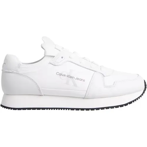 Weiße Casual Leder Sneakers , Herren, Größe: 44 EU - Calvin Klein Jeans - Modalova