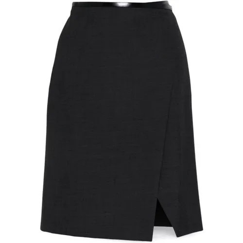 Anthracite Wool Wrap Midi Skirt , female, Sizes: M, XS - Philosophy di Lorenzo Serafini - Modalova