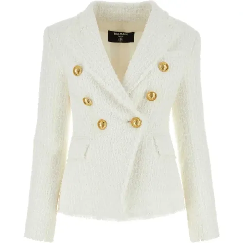 Weiße Tweed-Blazer - Klassisches Modell - Balmain - Modalova