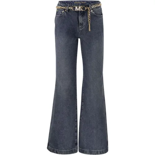 Ausgestellte Denim-Jeans mit Ketten-Gürtel , Damen, Größe: 2XS - Michael Kors - Modalova