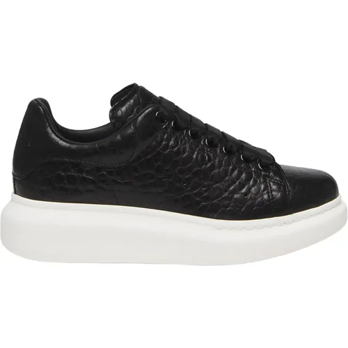 Schwarze Ledersneaker Runde Spitze , Damen, Größe: 37 1/2 EU - alexander mcqueen - Modalova