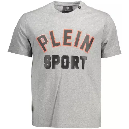 Graues T-Shirt mit kontrastierenden Details , Herren, Größe: S - Plein Sport - Modalova
