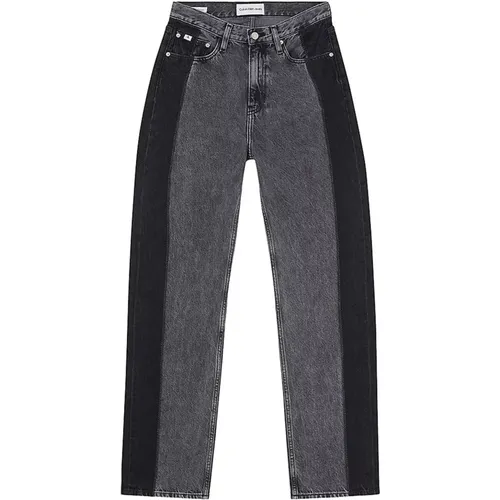 Schwarze Jeans mit Reißverschluss und Knöpfen für Damen , Damen, Größe: W26 L30 - Calvin Klein Jeans - Modalova