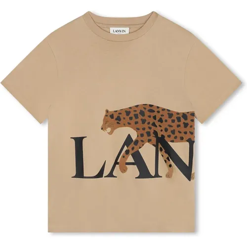 Kurzarm T-Shirt mit Jaguar-Print,Tierlogo-Druck Crew Neck T-Shirt - Lanvin - Modalova