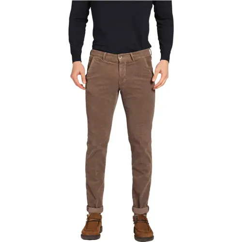 Schmale Passform Samt Chino Hose , Herren, Größe: M - Mason's - Modalova