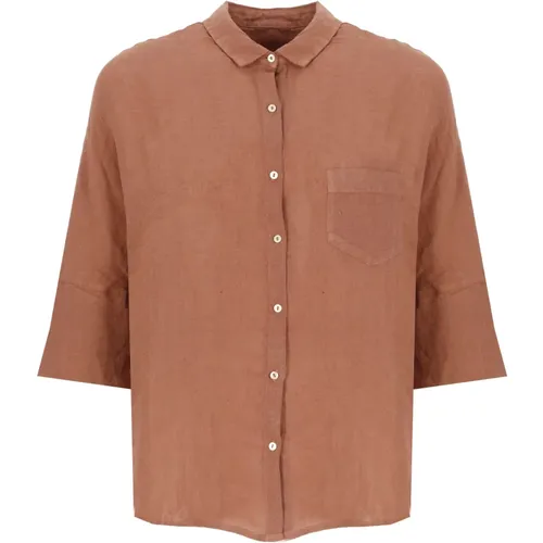 Linen Shirt with Collar , female, Sizes: XS - 120% lino - Modalova