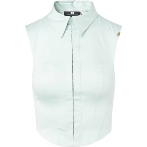 Aqua Grünes Stretch-Bustier-Shirt aus Baumwolle , Damen, Größe: L - Elisabetta Franchi - Modalova