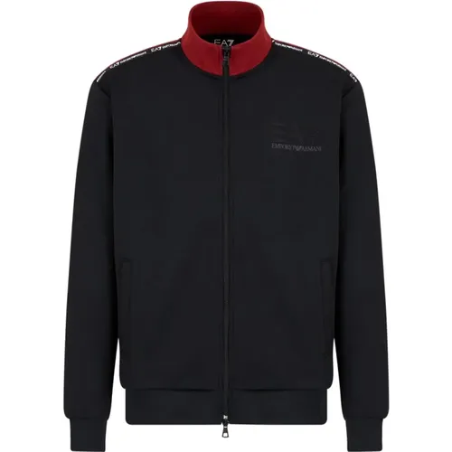 Schwarzer Zip-Sweatshirt Moderner Stil , Herren, Größe: XL - Emporio Armani EA7 - Modalova