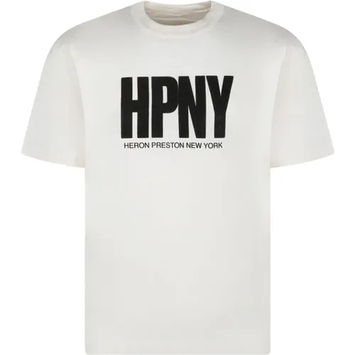 Weißes Logo Print T-Shirt,Weißes Baumwoll-T-Shirt mit HPNY-Druck - Heron Preston - Modalova