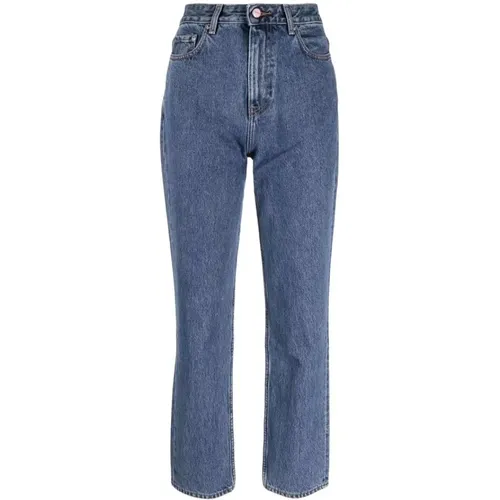 Zeitlose blaue Straight-Leg Denim Jeans , Damen, Größe: W25 - Ganni - Modalova