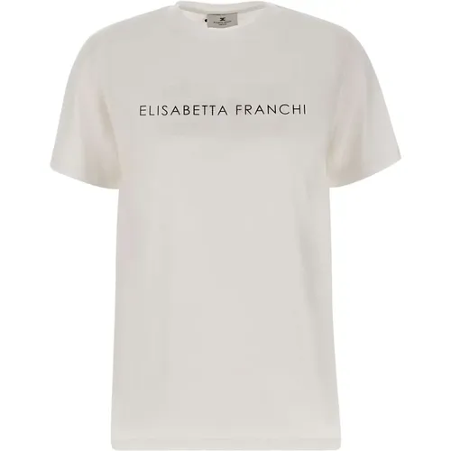 Weiße T-Shirts und Polos , Damen, Größe: L - Elisabetta Franchi - Modalova