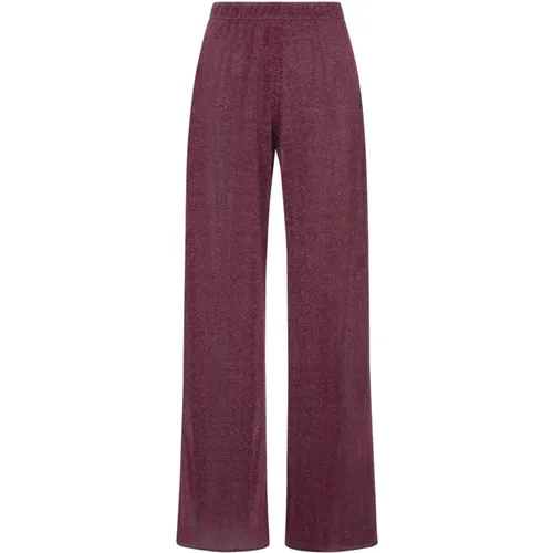 Aubergine Lurex Flared High Waist Hose , Damen, Größe: L - Oseree - Modalova