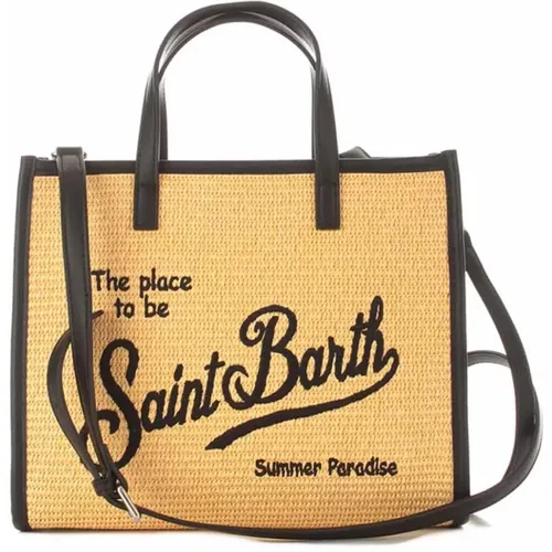 Straw Mini Bag with Leather Details , female, Sizes: ONE SIZE - MC2 Saint Barth - Modalova