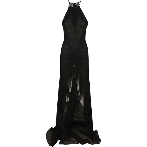 Mesh Gown with Ruched Front & Ruffle Hem , female, Sizes: M, S - David Koma - Modalova