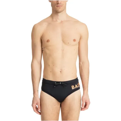 Mid Waist Swim Briefs with Drawstring , male, Sizes: M, S - Balmain - Modalova