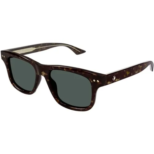 Green Havana Sunglasses Mb0319S 002 , male, Sizes: 55 MM - Montblanc - Modalova