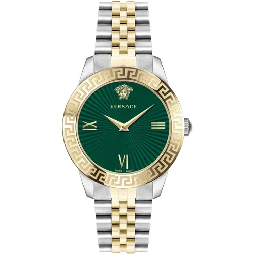 Greca Signature Stainless Steel Watch , female, Sizes: ONE SIZE - Versace - Modalova