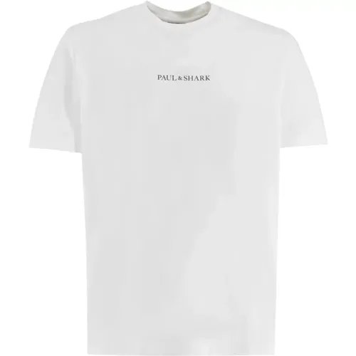 Cotton Crewneck T-shirt with Print , male, Sizes: XL, 2XL - PAUL & SHARK - Modalova