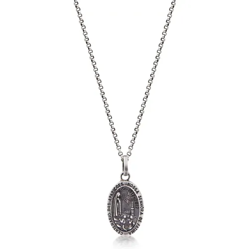 Silver Necklace with Lady Of Fatima , male, Sizes: ONE SIZE - Nialaya - Modalova