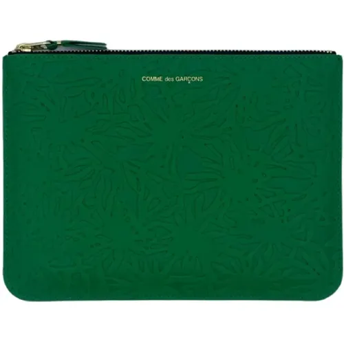 Grüne Geprägte Reißverschlusstasche - Comme des Garçons - Modalova