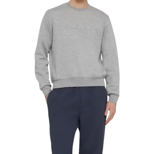 Grey Sweater with Chest Letters , male, Sizes: 2XL, XL - Aspesi - Modalova